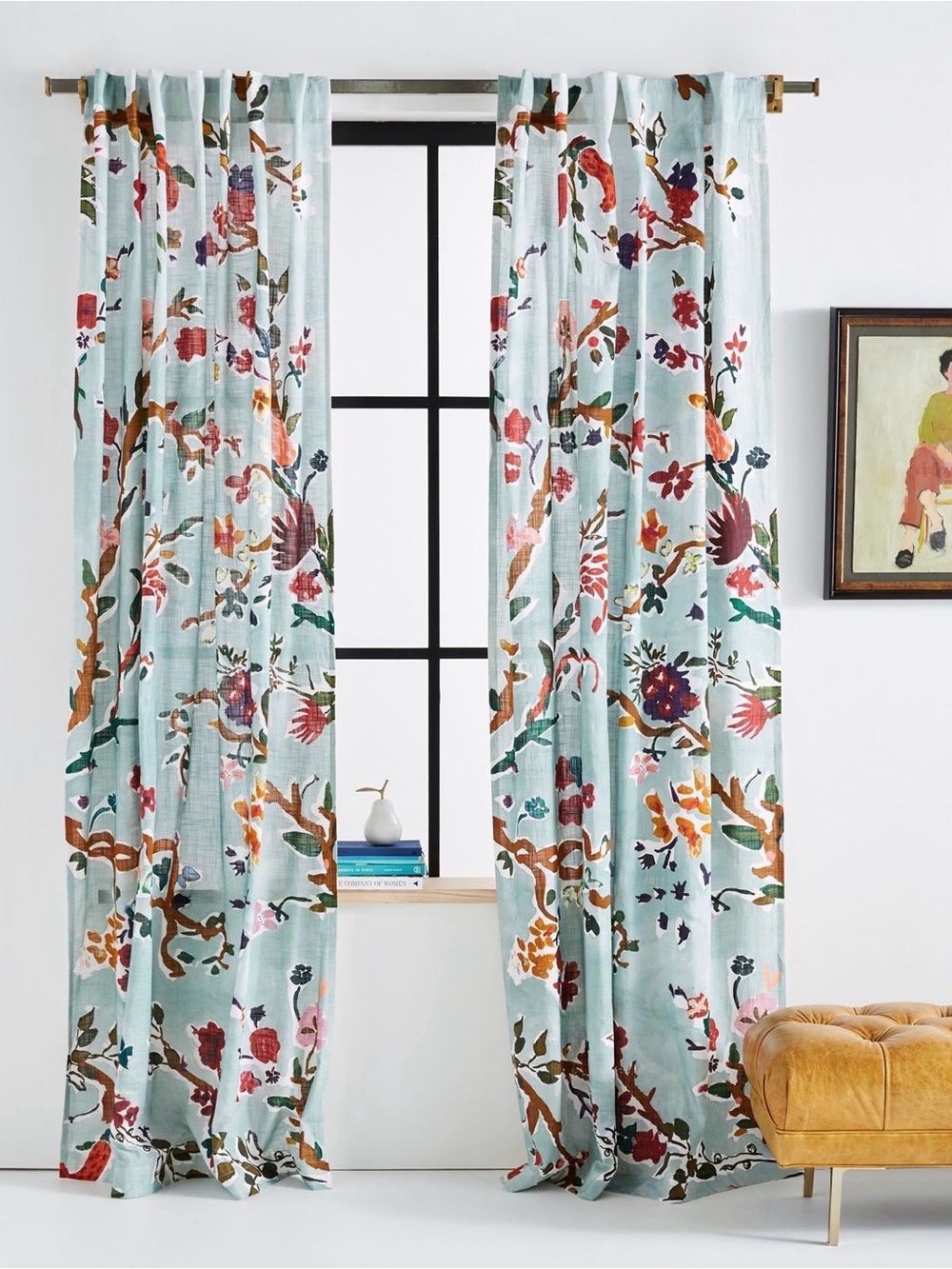 Anthropologie Cecilia Curtain Botanical Sheer Curtain